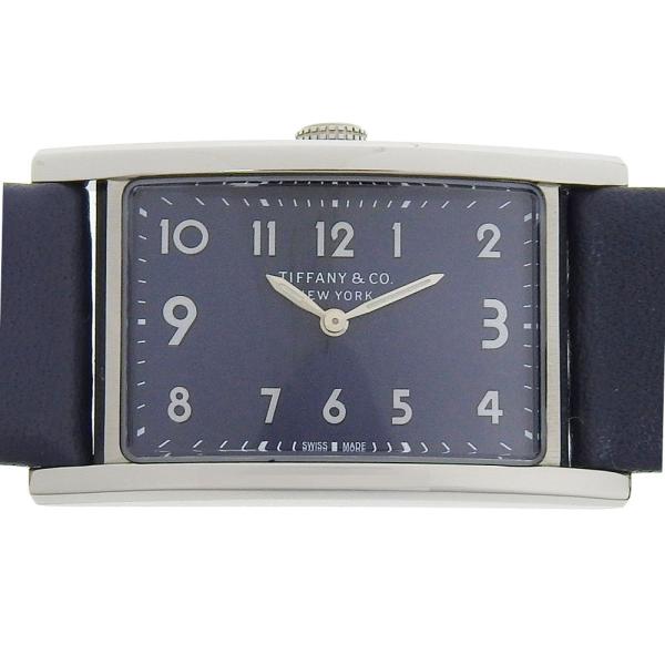 TIFFANY&amp;Co. ティファニー イーストウエスト 腕時計 SS×型押しレザー クオーツ アナロ...