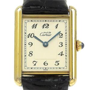 CARTIER カルティエ タンクヴェルメイユ W1003053 腕時計 シルバー925×レザー ゴールド クオーツ レディース 【I210123008】中古｜crown78