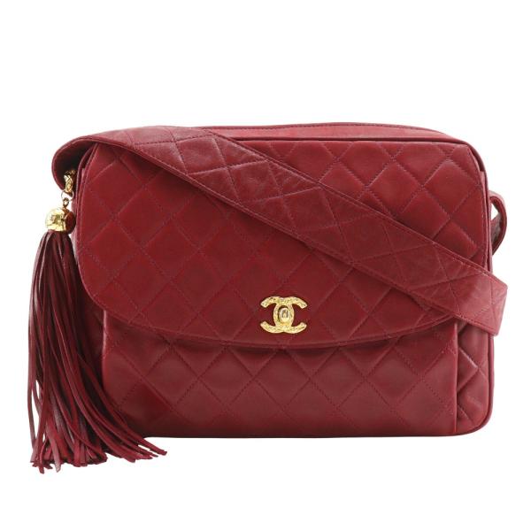 CHANEL シャネル マトラッセ ココマーク フリンジ ヴィンテージ ショルダーバッグ ラムスキン...