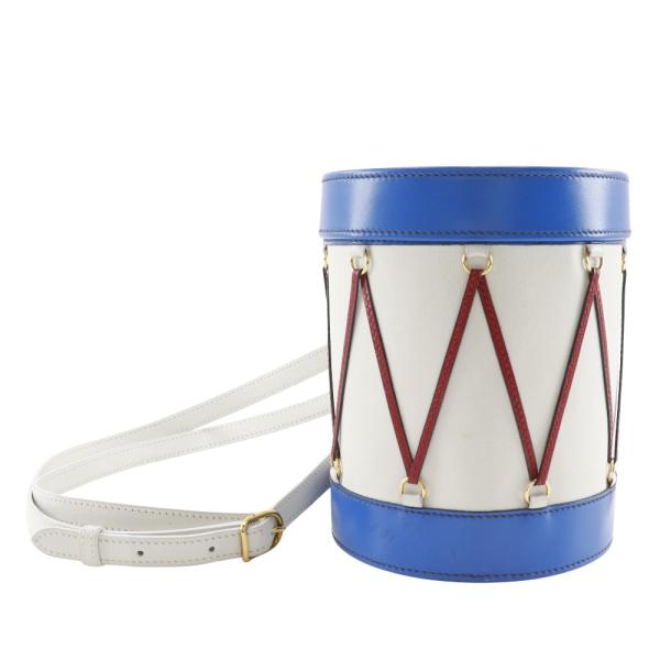 HERMES エルメス タンブール 〇S ショルダーバッグ ヴォーグレネ×ボックスカーフ 白/青/赤...