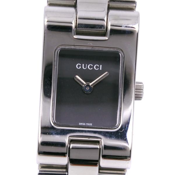 GUCCI グッチ 2305L 腕時計 SS シルバー クオーツ アナログ表示 レディース 黒文字盤...