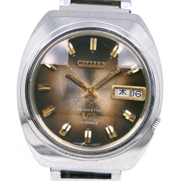 CITIZEN シチズン セブンスターV2 7700 腕時計 SS 自動巻き メンズ ブラウン文字盤...