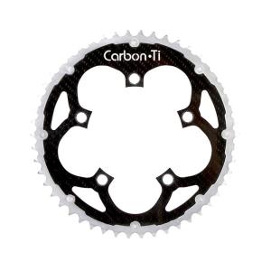 Carbon Ti（カーボンチ） X-Ring ROAD（PCD110/50T/シルバー/シマノ10S）アルミ/カーボン製アウターチェーンリング｜crowngears