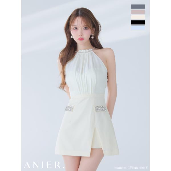 【ROBE de FLEURS/ローブドフルール】Satin Bijou back open hal...
