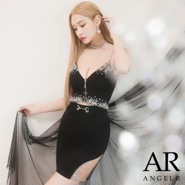 【Angel R/エンジェルアール】フロントファスナーウエストカットビジュータイトミニドレス(ar2...
