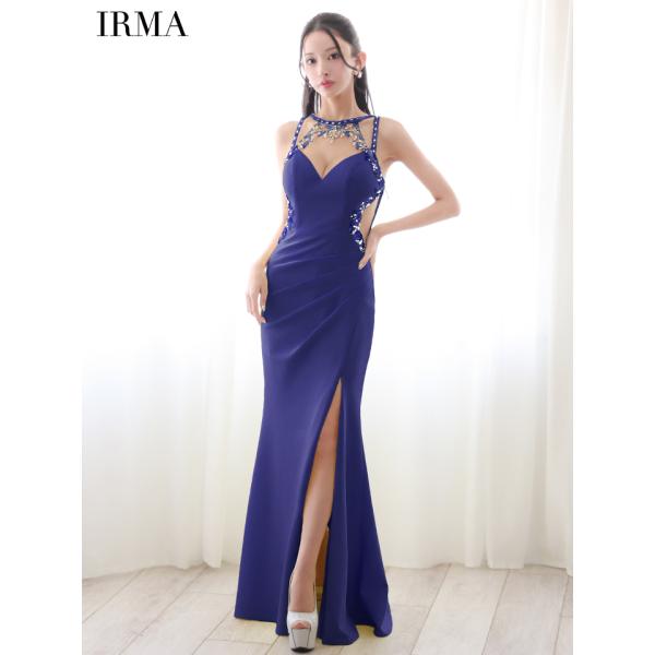 【IRMA/イルマ】ウエスト透けスリットタイトロングドレス(ir51838)