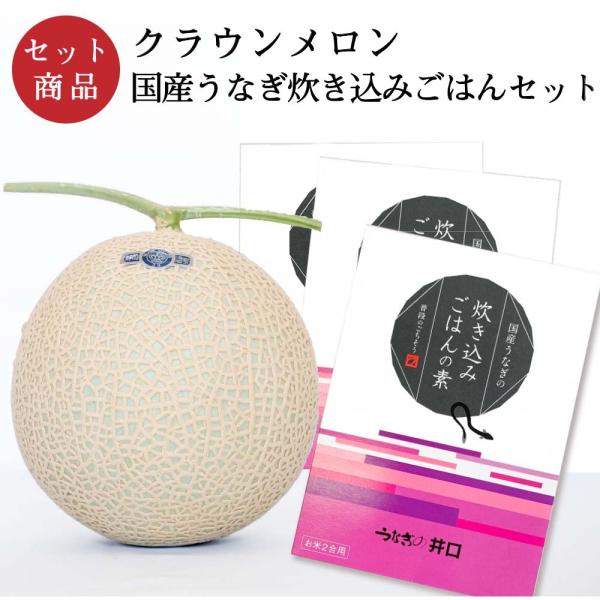 クラウンメロン×国産うなぎ炊き込みごはんセット(クラウンメロン白等級1玉×国産うなぎ炊き込みごはんの...