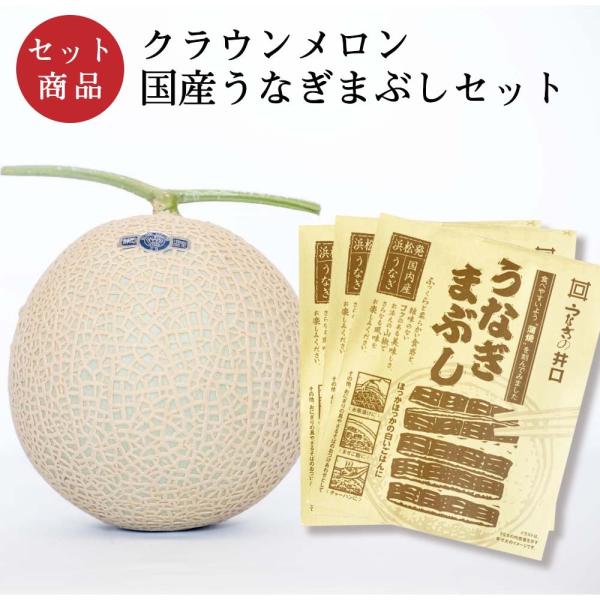 クラウンメロン×国産うなぎまぶしセット(クラウンメロン白等級1玉×国産うなぎまぶし×３) 静岡クラウ...