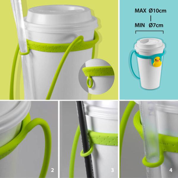 ドリンクから両手を開放 シリコン製 カップ ホルダー BoneCollection Cup Tie ...