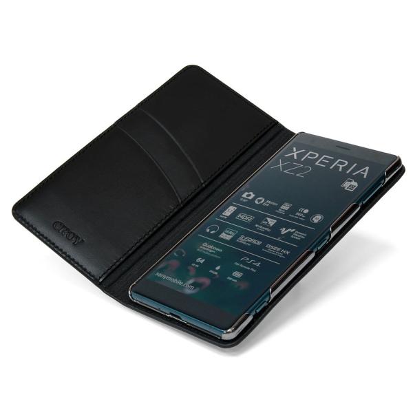 Xperia XZ2 / XZ1 / XZ1 Compact 手帳型 レザー ケース 丁寧なコバ処理...