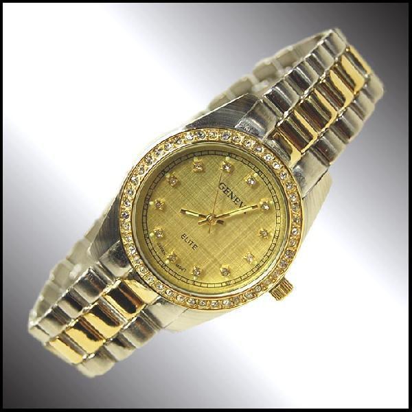 【35%OFF】 GENEVA ELITE セレブウォッチ シルバー ゴールド ジルコニア ラグジュ...