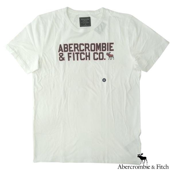 アバクロ Tシャツ メンズ 半袖 トップス ホワイト Abercrombie&amp;Fitch アバクロン...
