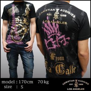 クリスチャンオードジェー メンズ Tシャツ Christian Audigier LOWRIDER ハイブランド トップス セレブ ファッション エドハーディー Ed Hardy スタイル セール｜crs