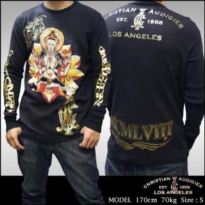 クリスチャンオードジェー メンズ ロンT サーマル Christian Audigier BUDDA 長袖 Tシャツ ハイブランド ファッション エドハーディー Ed Hardy スタイル セール｜crs