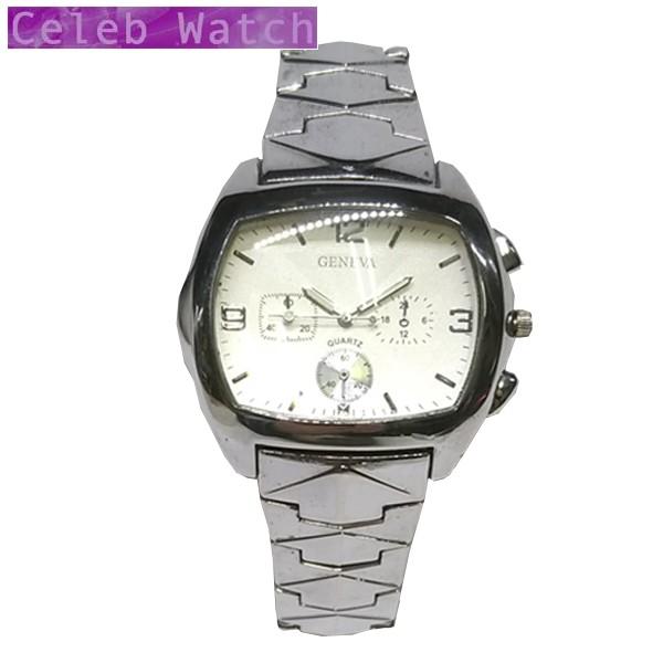 【35%OFF】 GENEVA セレブウォッチ シルバーカラー ホワイト  クオーツ メンズ  ラグ...
