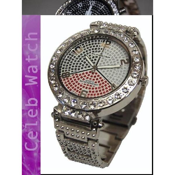 【50%OFF】【BLING STAR】 セレブウォッチ シルバー/レッド39CW ラグジュアリー ...