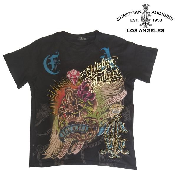 クリスチャンオードジェー メンズ Tシャツ Christian Audigier LIFE KILL...
