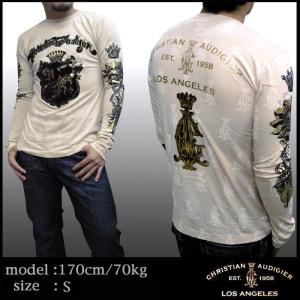 Christian Audigier クリスチャンオードジェー メンズ ロンT スコーピオン カーキ セレブ 正規 ブランド Ed Hardy｜crs