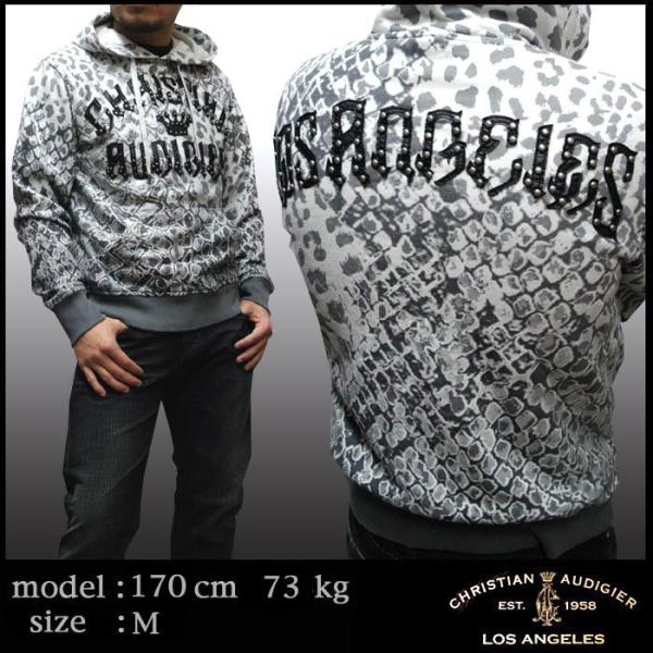 クリスチャンオードジェー メンズ パーカー Christian Audigier ホワイト ハイブラ...