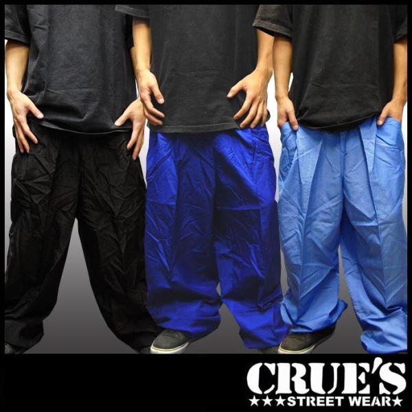 CRUES WEAR ナイロン ワイドシルエット パンツ メンズ レディース ブラック ブルー ライ...