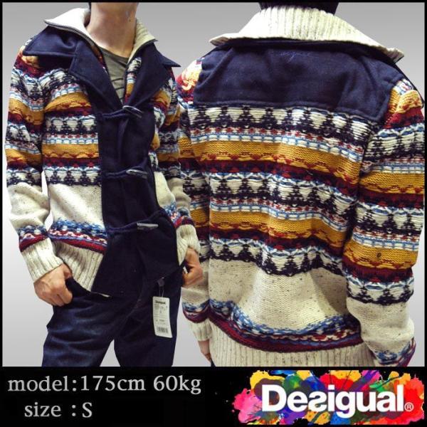 デシグアル メンズ ジャケット ネイビー ホワイト Desigual 37J1107 アウター ニッ...