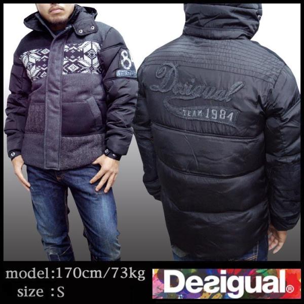 デシグアル メンズ 中綿 ジャケット ブラック Desigual 28E1905 フード付 アウター...