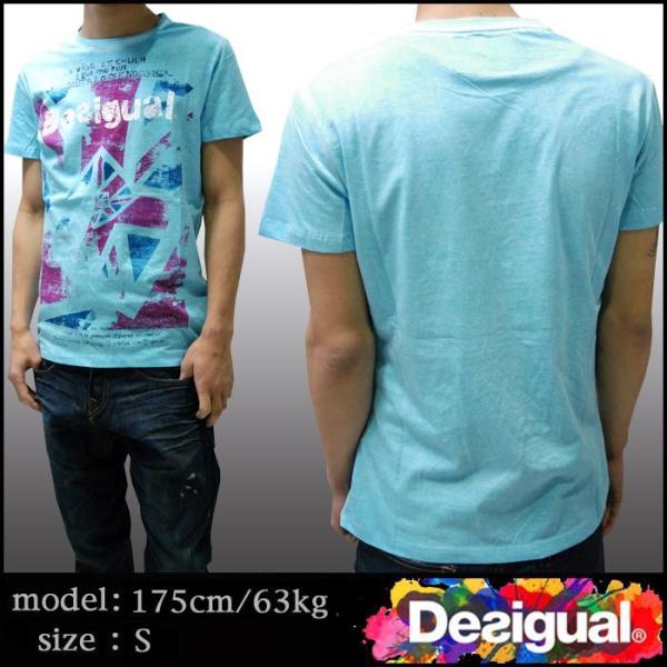 デシグアル メンズ Tシャツ アクア 半袖 tシャツ Desigual 32T1439 ファッション...