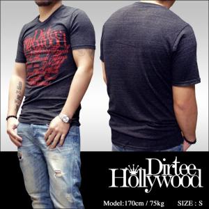 Dirtee Hollywood ダーティーハリウッド メンズ Vネック Tシャツ BRANDED ブラック レッド セレブ 多数着用 セレカジ スタイル MADE IN USA 正規｜crs