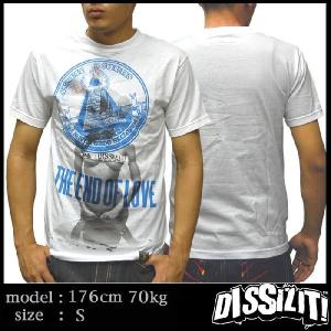 【15%OFF】 DISSIZIT ディスイズイット メンズ Tシャツ THE END OF LOVE ホワイト ブルー ストリート ファッション HIPHOP ブランド ヒップホップ B系 スタイル