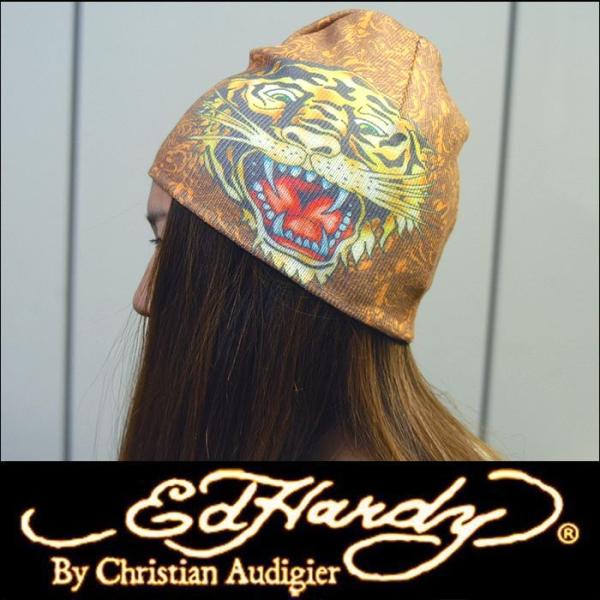 エドハーディー ニットキャップ 【200種類の品揃え】 Ed Hardy Tiger ブラウン メン...