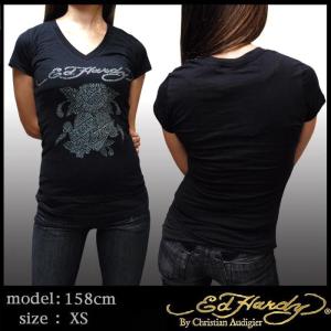 エドハーディー レディース Tシャツ ラインストーン 【200種類の品揃え】 Ed Hardy セレブ ファッション カジュアル ハイブランド スタイル セール｜crs