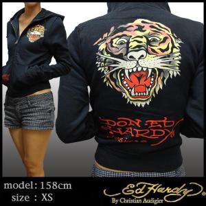 Ed Hardy 虎 グラフィック パーカー　ラインストーン Ed Hardy（エド・ハーディー） 【25%OFF】 レディース ラインストーン