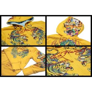 エドハーディー Ed Hardy メンズ ジップアップ パーカー Blue Tiger ブランド エド 販売 セレブ ハーディー 正規品 イエロー ファッション インポート