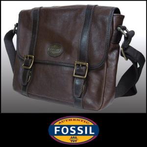 【Safari OCEANS 掲載 ブランド】 FOSSIL フォッシル レザー ショルダー バッグ ブラウン メンズ レディース STATE EW CITY BAG DARK BROWN｜crs