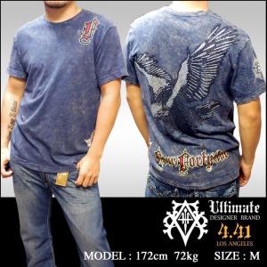 【プロモーション価格】【30%OFF】 Four41 スワロフスキー Tシャツ ネイビー メンズ ファッション クロムハーツ エドハーディー スタイル k-70 ブランド セール