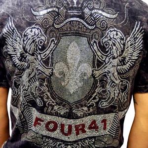 Four41 スワロフスキー Tシャツ ブラッ...の詳細画像1
