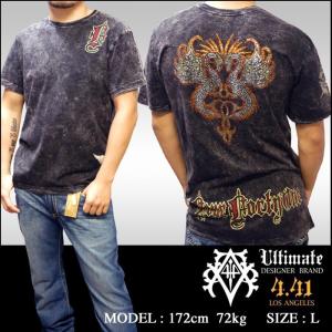 【プロモーション価格】【30%OFF】 Four41 スワロフスキー Tシャツ ブラック オレンジ メンズ ファッション エドハーディー スタイル KS-87 ブランド セール