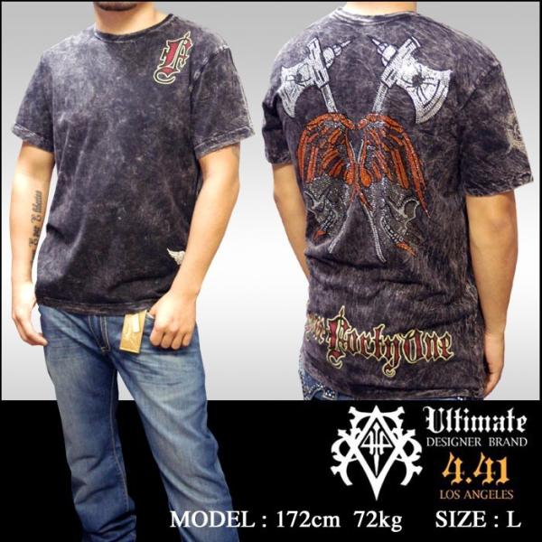 Four41 スワロフスキー Tシャツ ブラック メンズ ファッション クロムハーツ エドハーディー...