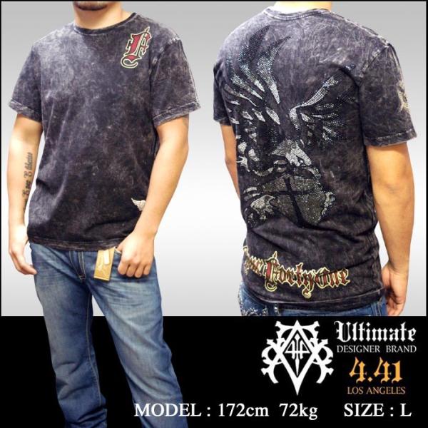 Four41 スワロフスキー Tシャツ ブラック メンズ ファッション クロムハーツ エドハーディー...