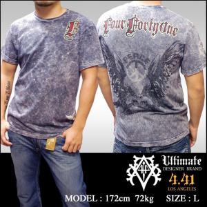 Four41 スワロフスキー Tシャツ グレー メンズ ファッション クロムハーツ エドハーディー 韓国 ストリート系 HIPHOP スタイル M-13-2 ブランド セール