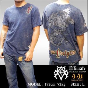 【プロモーション価格】【30%OFF】 Four41 スワロフスキー Tシャツ ネイビー メンズ ファッション クロムハーツ エドハーディー スタイル M-15 ブランド セール