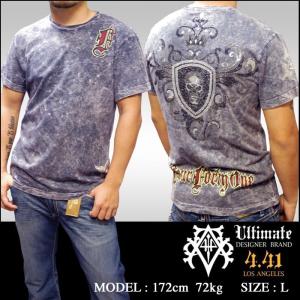 Four41 スワロフスキー Tシャツ グレー メンズ ファッション クロムハーツ エドハーディー 韓国 ストリート系 K-POP HIPHOP スタイル M-17 ブランド セール