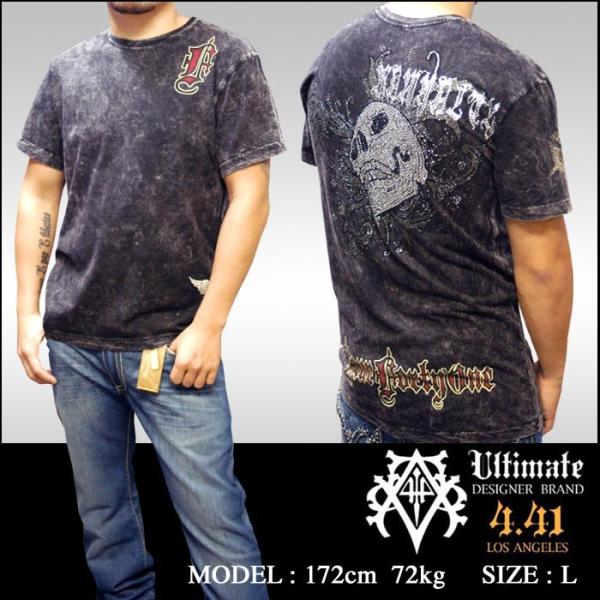 Four41 スワロフスキー Tシャツ ブラック メンズ ファッション クロムハーツ エドハーディー...