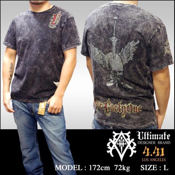 Four41 スワロフスキー Tシャツ ブラック メンズ ファッション クロムハーツ エドハーディー...