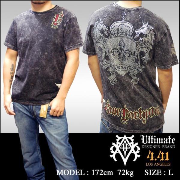 Four41 スワロフスキー Tシャツ ブラック メンズ ファッション クロムハーツ エドハーディー...