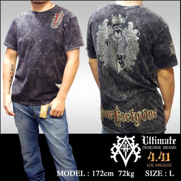 Four41 スワロフスキー Tシャツ ブラック メンズ ファッション クロムハーツ エドハーディー...