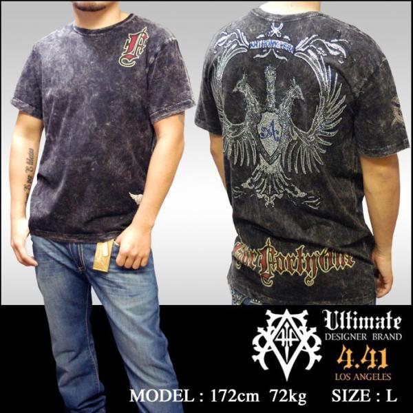 Four41 スワロフスキー Tシャツ ブラック メンズ ファッション クロムハーツ エドハーディー...