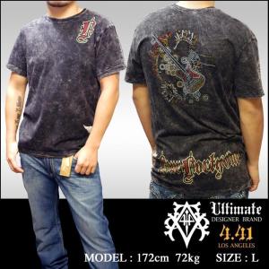 Four41 スワロフスキー Tシャツ ブラック メンズ ファッション クロムハーツ エドハーディー 韓国 ストリート系 HIPHOP スタイル M-28 ブランド セール