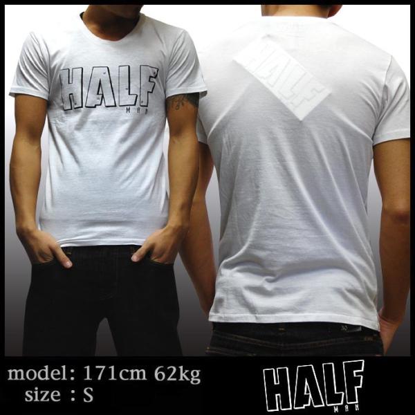 【セール】HALFMAN ハーフマン メンズ ラインストーン Tシャツ ロゴ ホワイト HALF M...