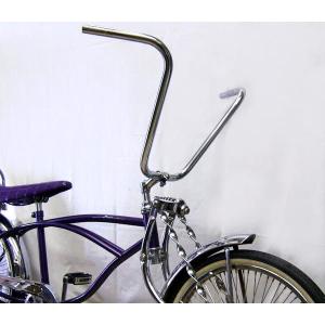 ローチャリ　ハンドル CREW'S 自転車 ハンドル 11インチ ハンドルバー クローム 自転車